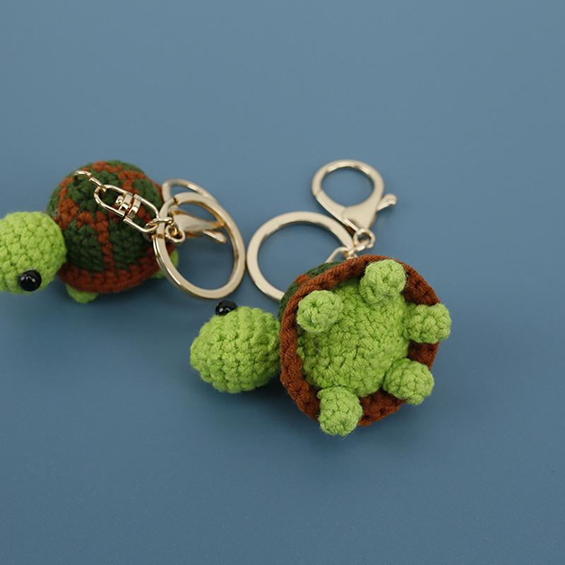 Funny Novelty Little Turtle Doll Crochet Keychain Pendant Creative Car Keyrings Exquisite Backpack Decoration Accessories Gifts