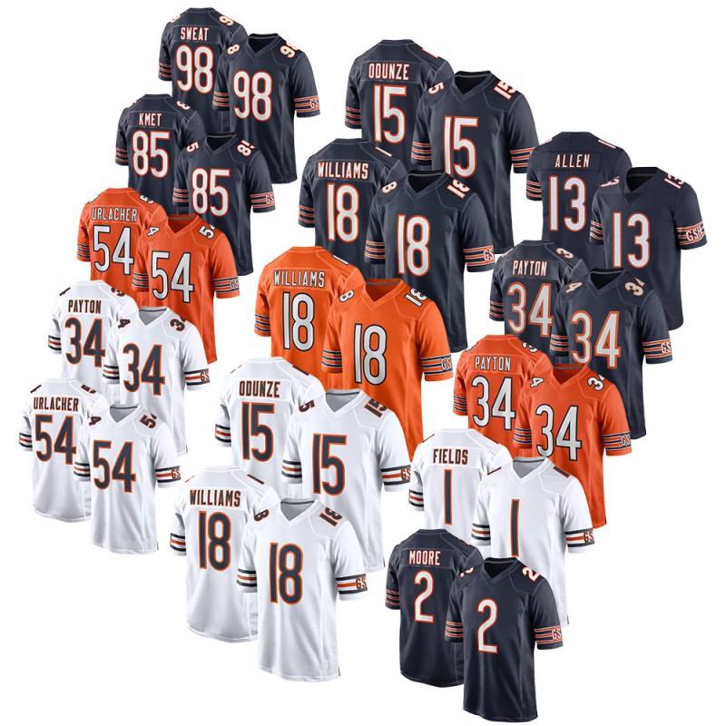 Chicago Bears NFL Jersey - 18 Williams 54 Urlacher Embroidered Football Men