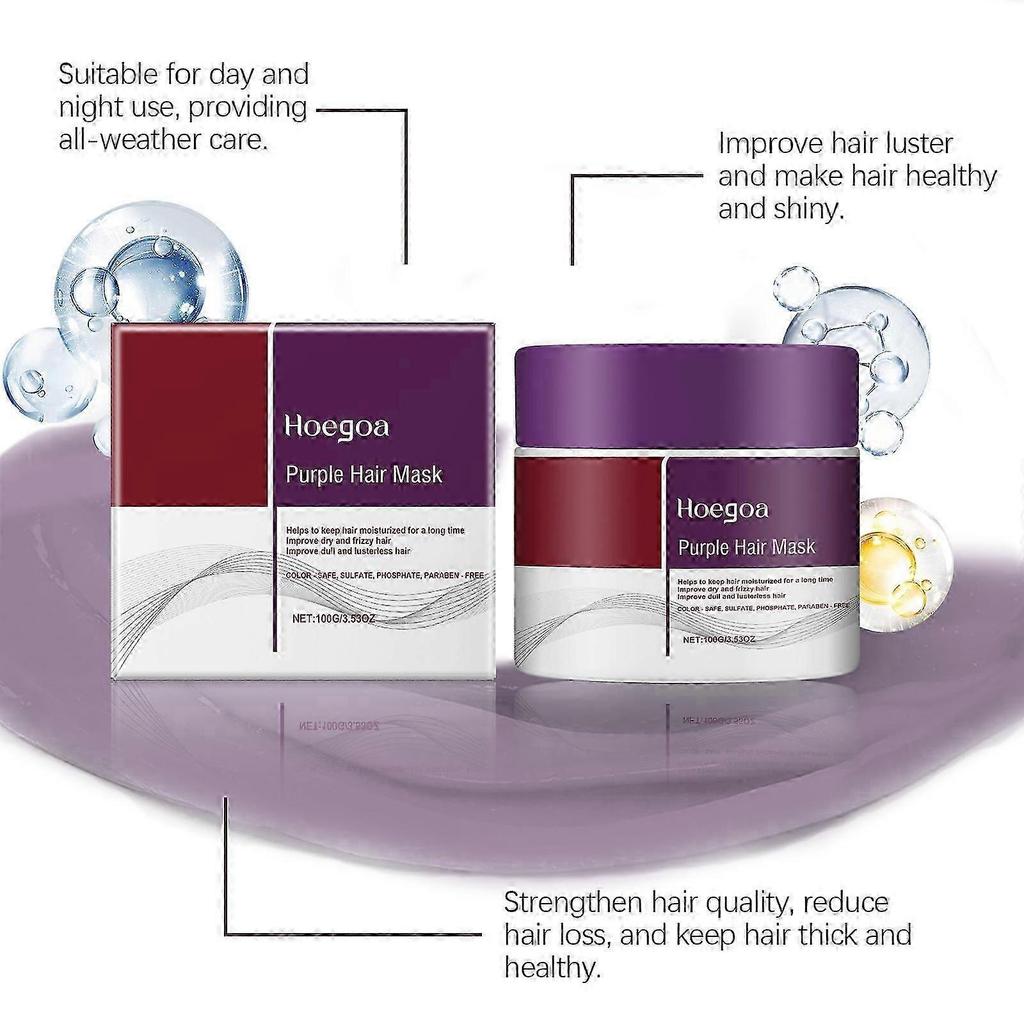 Maca Purple Hair Mask, Deep Repair Collagen Hair Mask for Dry, Damaged and Colored Hair, Moisturising & Nourishing Hair Care Conditioner for All Hair