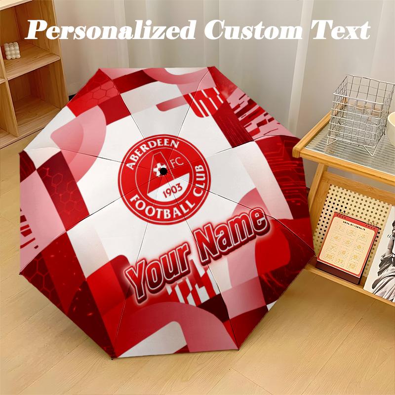 8 Rib Auto Folding Umbrella Aberdeen FC Print Custom Name Text Portable Rain Gear