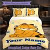Personalized 3Pcs Bedding SetGarfield Custom Text Duvet Cover Pillowcase Set Bedroom Gift