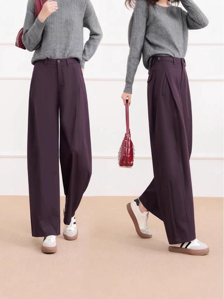 Women's Purple Prune Casual Harem Pants, 2025 Spring/Autumn High-Waisted Slimming Banana-Style Loose Pants