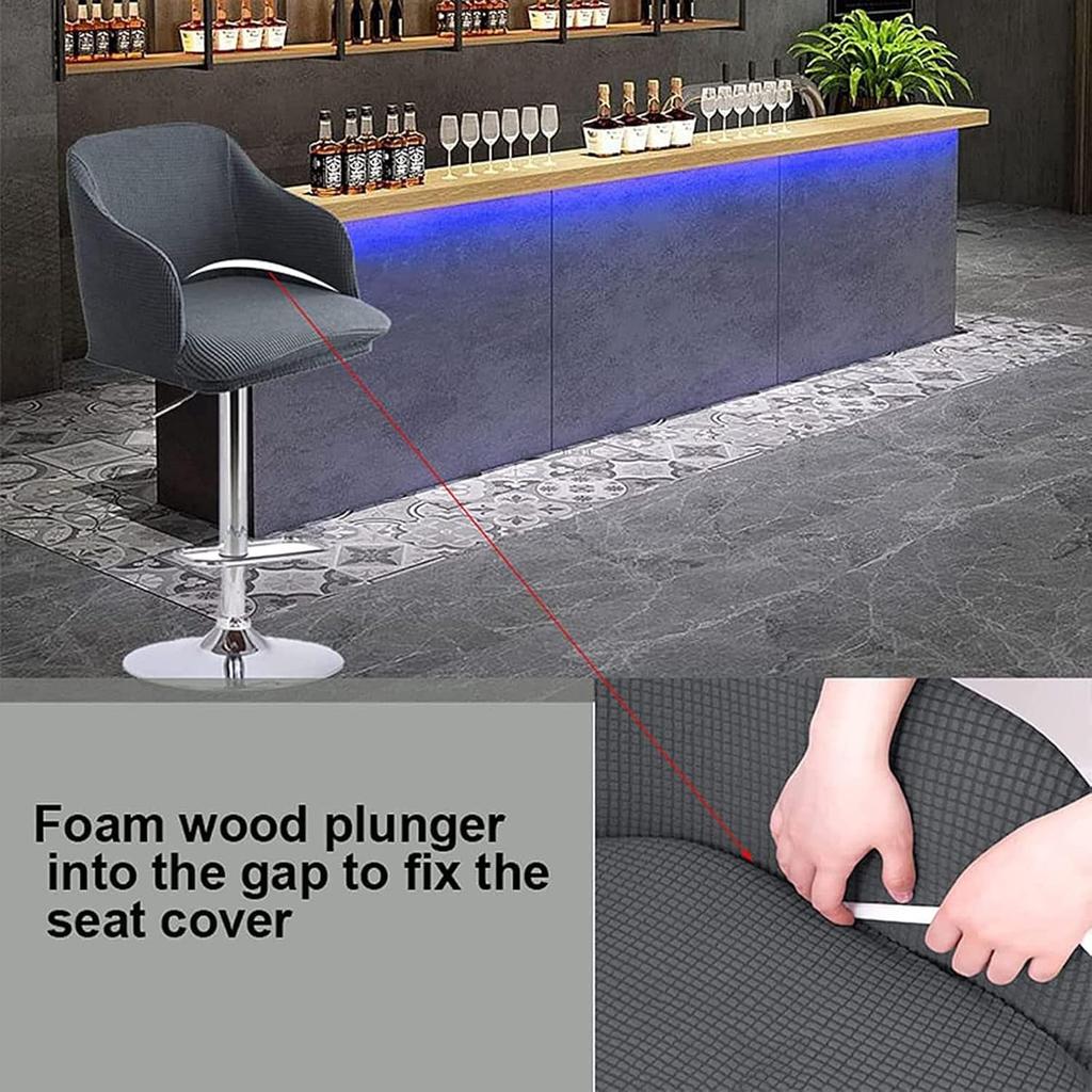 Set of 2 Dining Chair Covers Slipcover with Armrest Curved Back, Height Bar Stools Covers Back Chair Protector for Dining,B