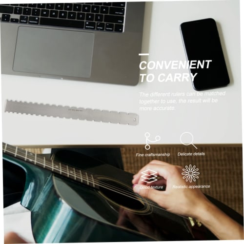 Vaguelly 2-Piece Guitar Neck Ruler, Guitar Tool Gauge Kit, Guitar Accessory Kit, Guitar Fret Crowning, Guitar Nut, Stainless Steel Guitar Ruler, Stain
