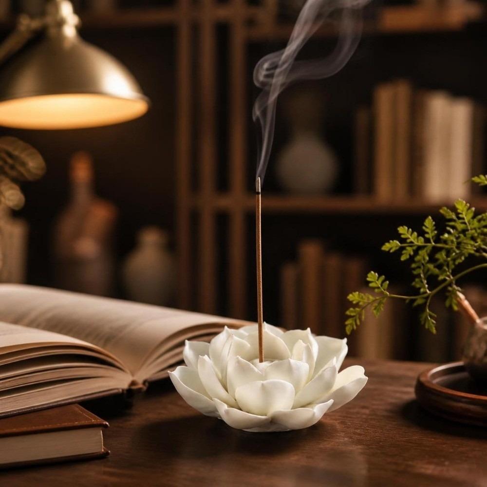 Flower Design Incense Burner Ceramic Lotus Aromatherapy Stand Incense Stick Holder Home Decor