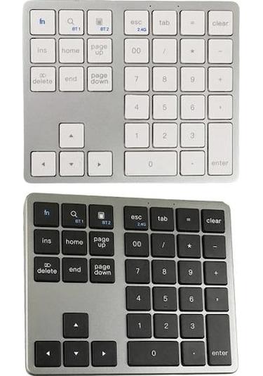 35 Key silent numeric keypad  wireless Bluetooth dual mode numeric keypad silver white