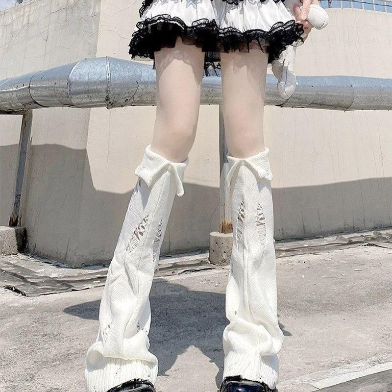 Non-flanging Versatile Leg Hole Socks Cute Sexy Leg-shaping Warm Thickened Leg Warmers Women Acrylic Fiber Handmade Boneless
