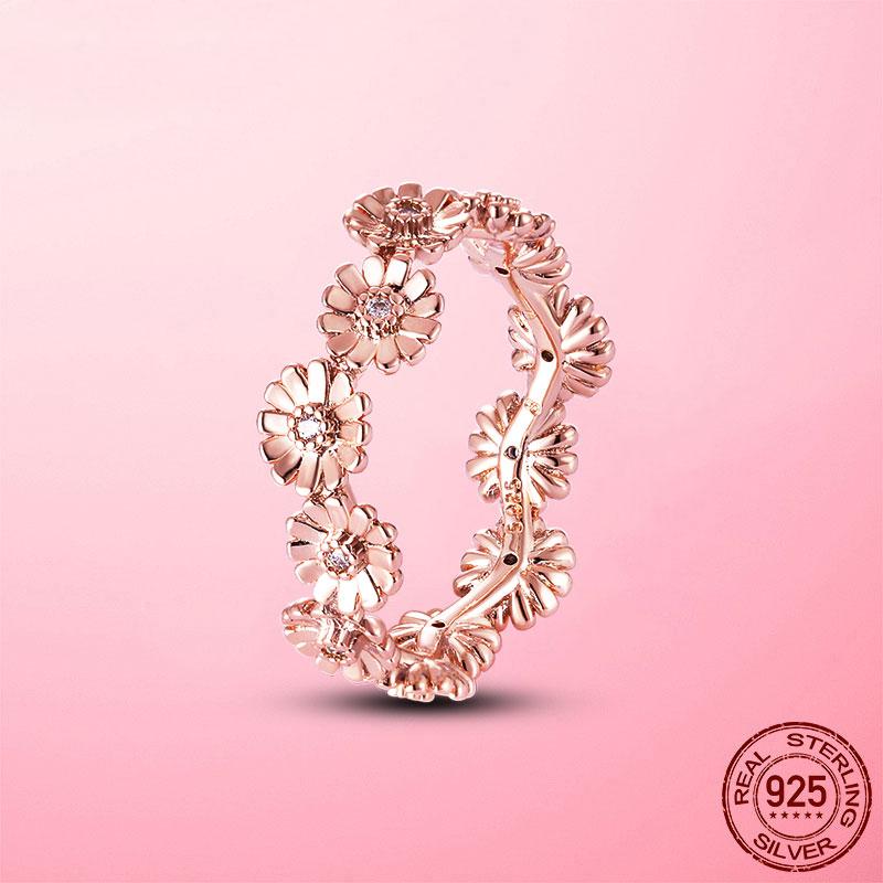 Подлинное серебряное кольцо с короной в виде цветка маргаритки для женщин, оригинальное серебряное ювелирное изделие 925 пробы, лучший подарок