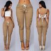 Women Casual Skinny Black Woman Pants Fashion Sexy Streetwear Pencil Pants High Waist Lace-up Slim Ladies Trousers 24293