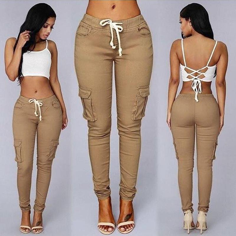Women Casual Skinny Black Woman Pants Fashion Sexy Streetwear Pencil Pants High Waist Lace-up Slim Ladies Trousers 24293