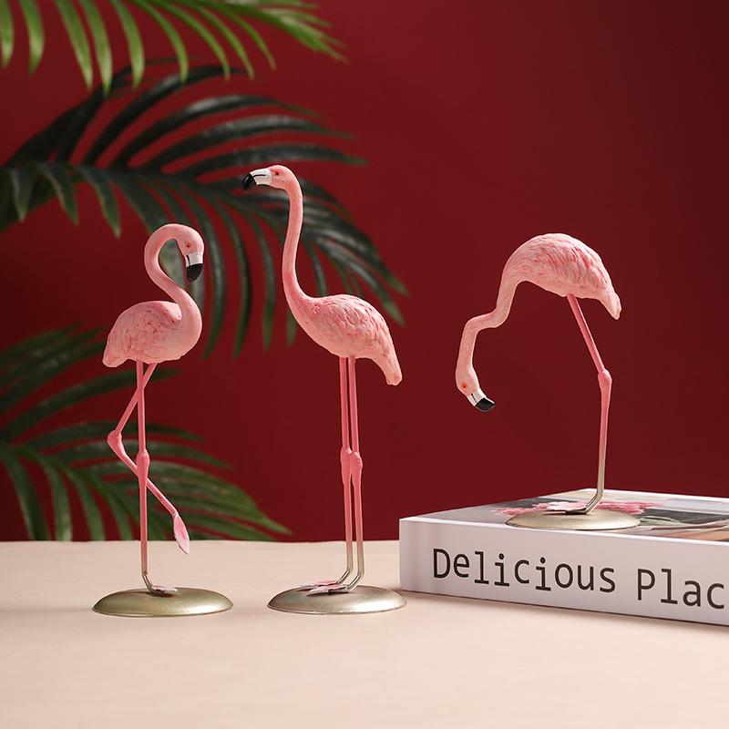 Flamingo Tabletop Decoration Pink Home Shop Decoration Posing Props Resin Crafts