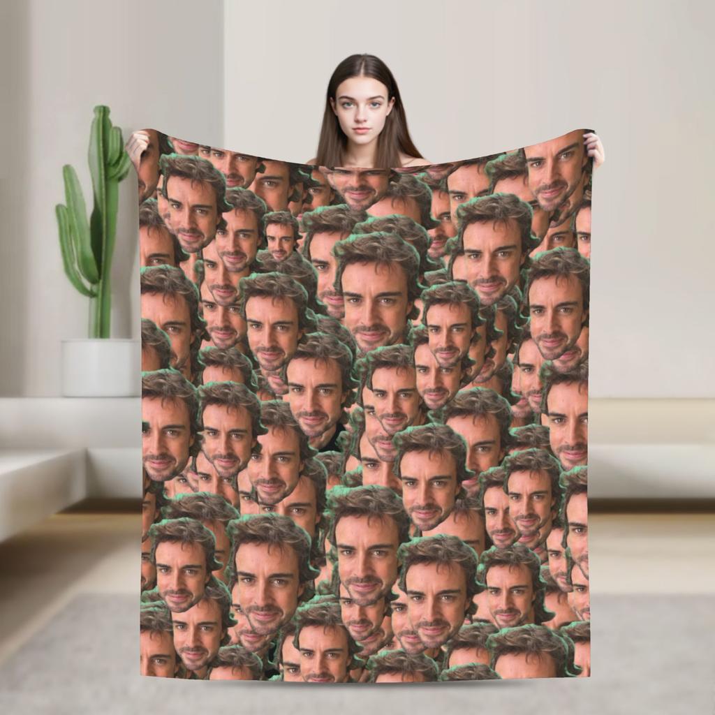 Fernando Alonso Funny Face Blankets Fleece Winter Portable Super Warm Throw Blanket for Bedding Couch Bedspread