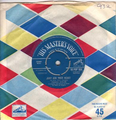 7-дюймовая пластинка ФРЭНКИ АВАЛОН - Просто спроси свое сердце 45POP658 His Master's Vo 1959 Великобритания Рок Б/У