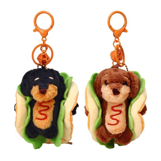 Yousheng Такса Собака Гамбургер Брелок Подвеска Плюшевый Шарм для Сумки Двухфункциональный Брелок Подвеска для Сумки Аксессуар