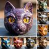 Realistic Cat Head Sculpture Hand-Carved Cat Head Statue Figurine Home Office Desktop Decoration Ornament Cat Lovers Gift