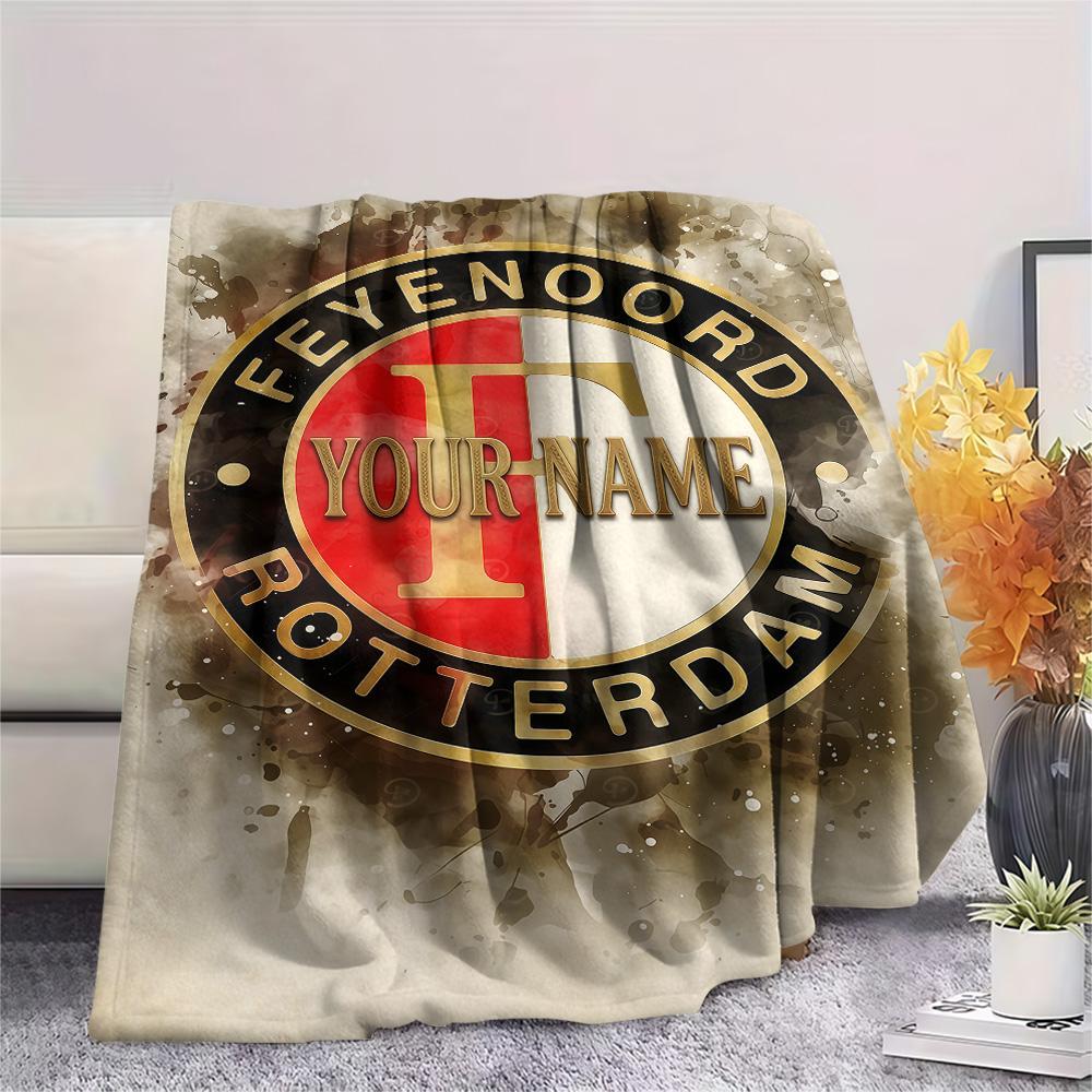 1PC Feyenoord Custom Name Patterned Flannel Blanket Suitable For All Seasons For Home Decor Warmth And Comfort Gifts Holiday Present