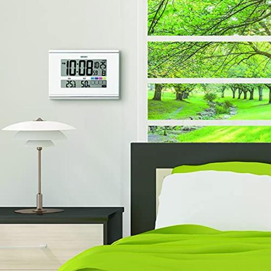 Seiko Clock Wall Radio Comfortable Environment White 180 x 260 x 22 SQ445W Clock/Desk Clock, Controlled, NAVI, Digital, Pearl, mm,