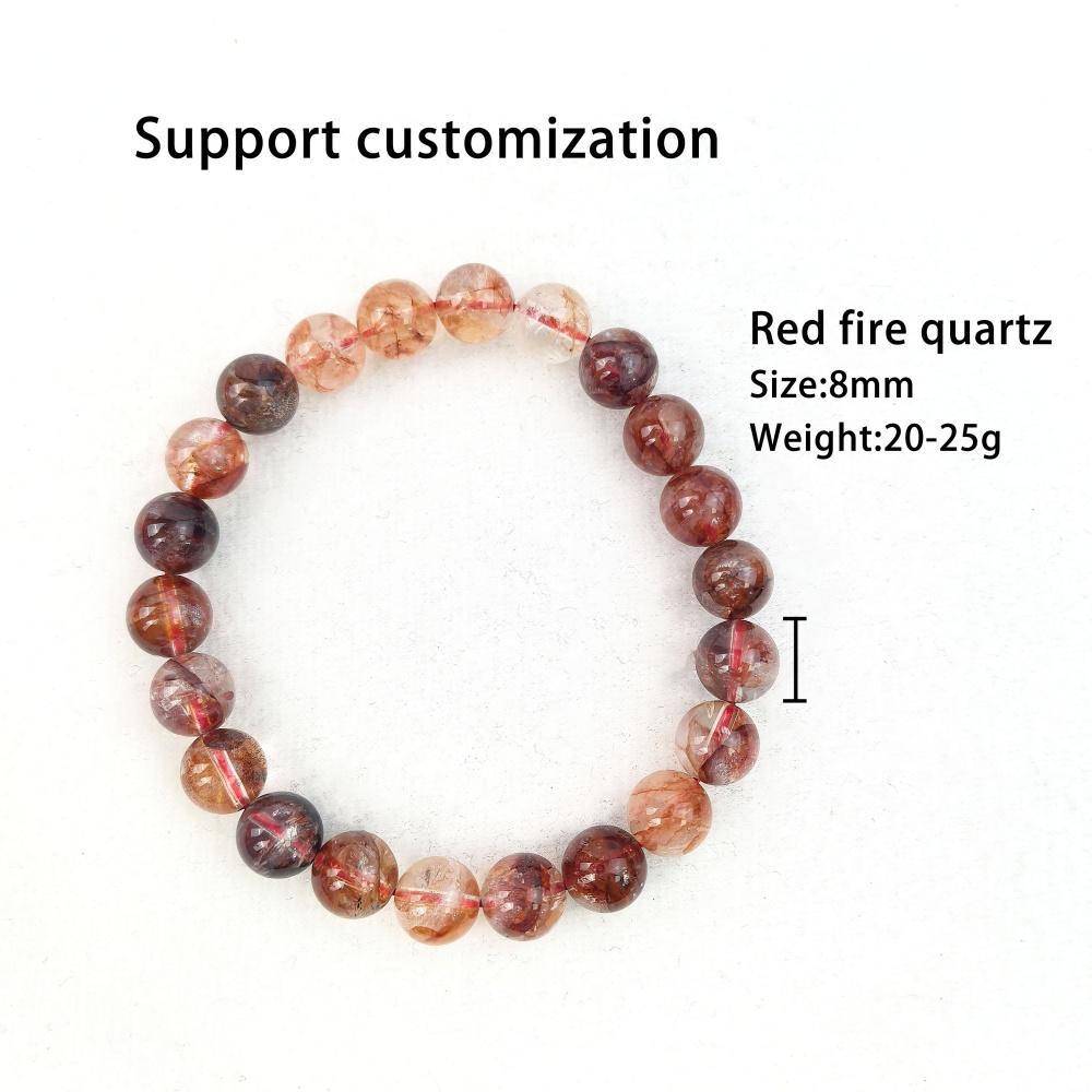Natural Stone Beads 8mm Red Fire Quartz for DIY Bracelet Jewelry Crystal Fashion Accessories