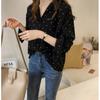 Women's Plus Size Polka Dot Chiffon Long-Sleeve Shirt - Hong Kong & Korean Style