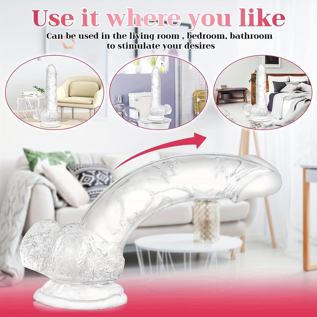 Большой дилдо 9,44 дюйма – Прозрачный ПВХ Реалистичный дилдо с сильной присоской, Игрушка с мягким касанием для G-точки для женщин и мужчин, Сольная игра