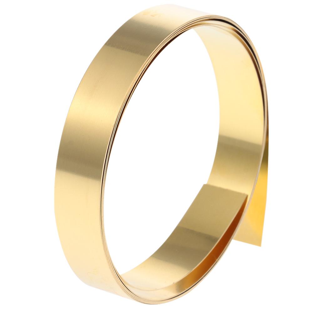 Легкообрабатываемый латунный лист в рулоне 1000 мм x 10 мм Желтая тонкая латунная полоса Металлическая фольга Пластина Рукоделие Металлообработка