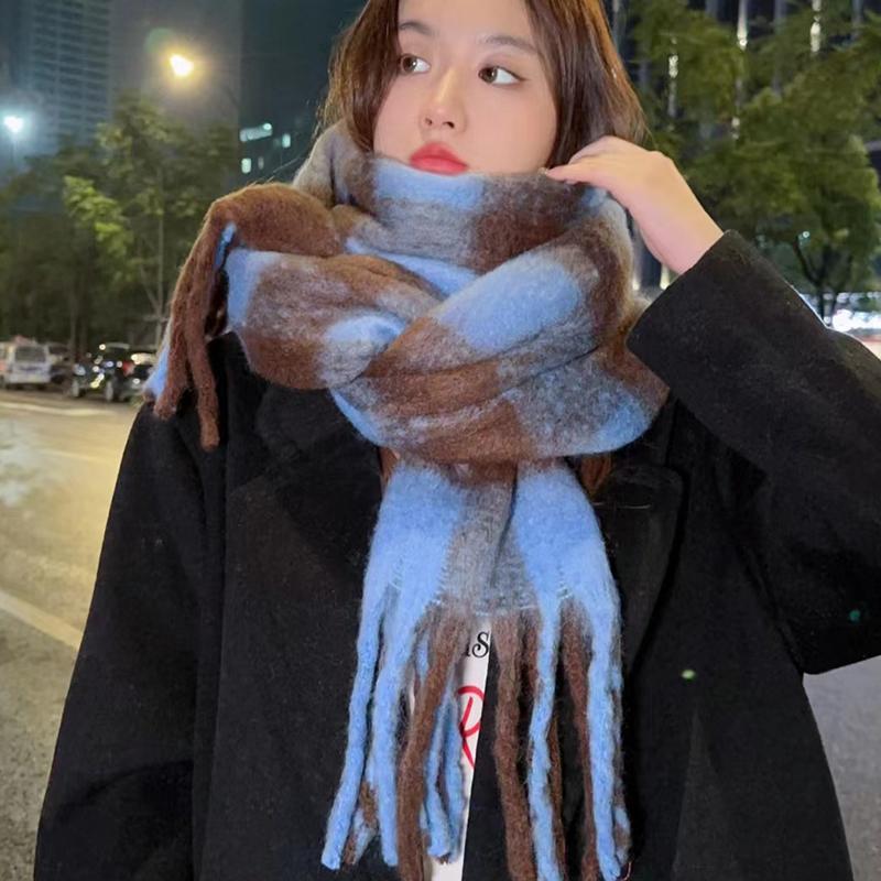 Women'S Winter Thickened Versatile Cashmere Shawl Warm Solid Color Scarf