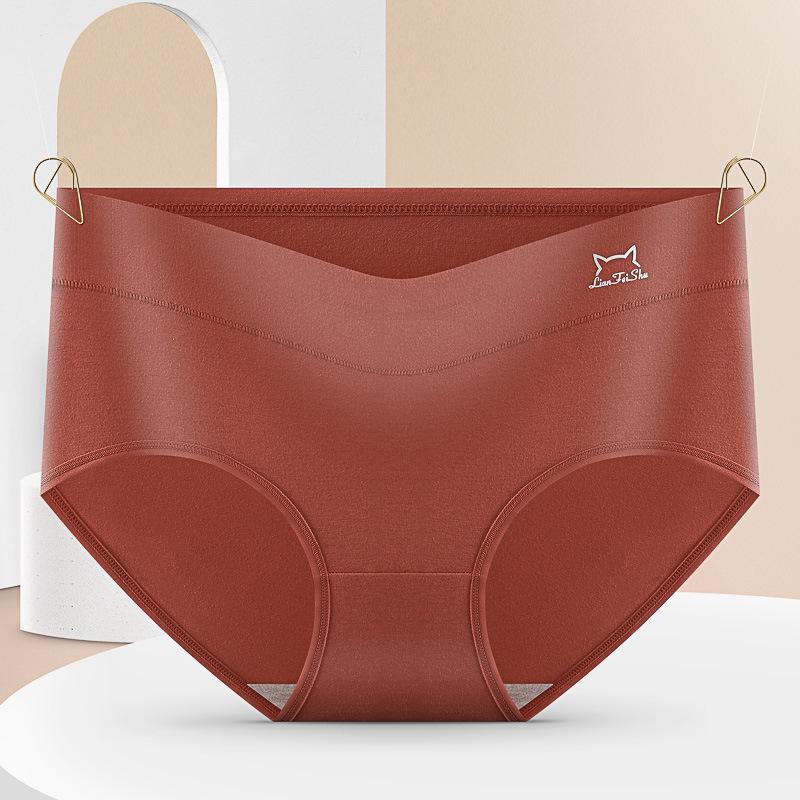 Graphene Women's Mid-Waist Pure Cotton Panties with Antibacterial Crotch, Plus Size Tummy Control, and Hip Lifting Briefs.