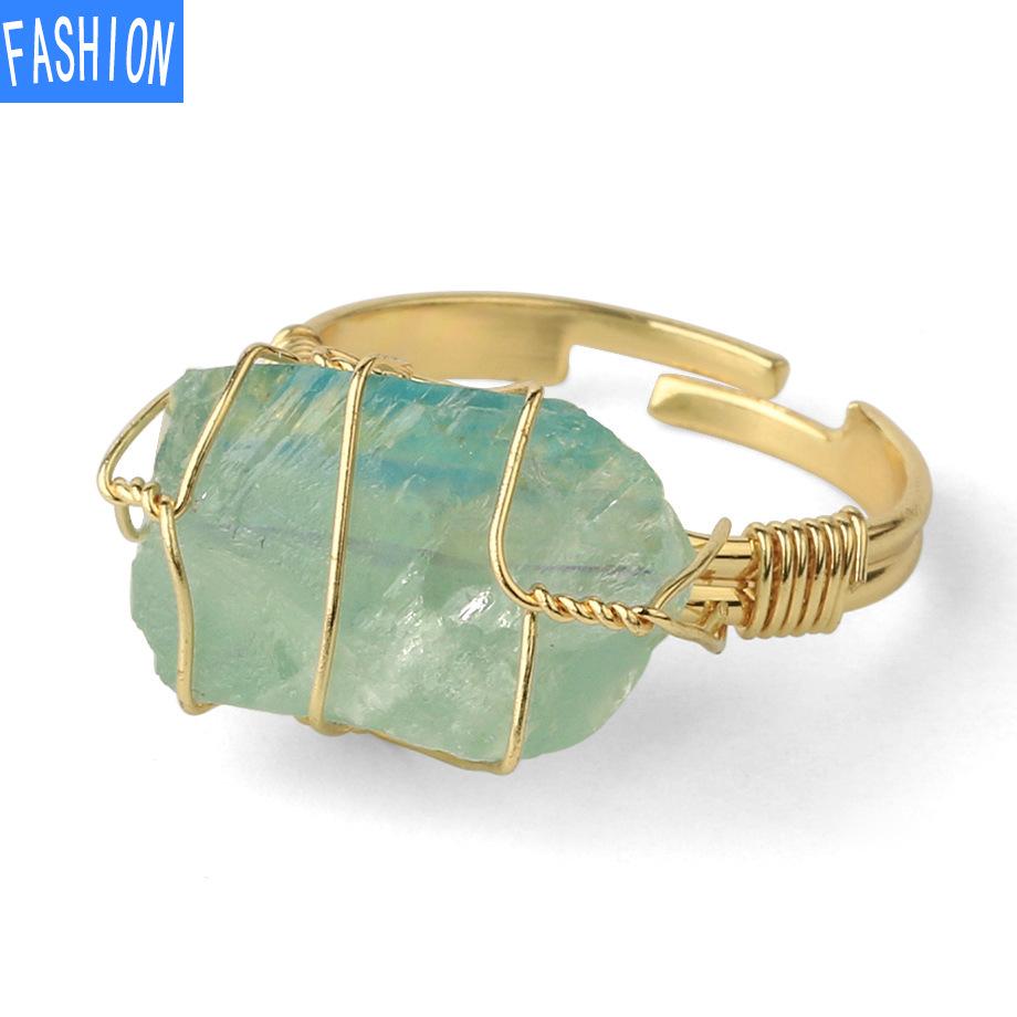 Кольцо с натуральным кристаллом и золотым Wiir, регулируемое кольцо с кристаллами, креативный подарок для женщин