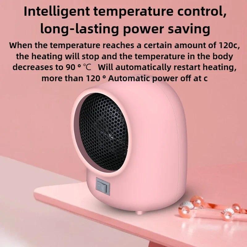 500W Portable Desktop Heater Mini Small Silent Electric Heating Fan Household Dormitory Office Hot Air Blower