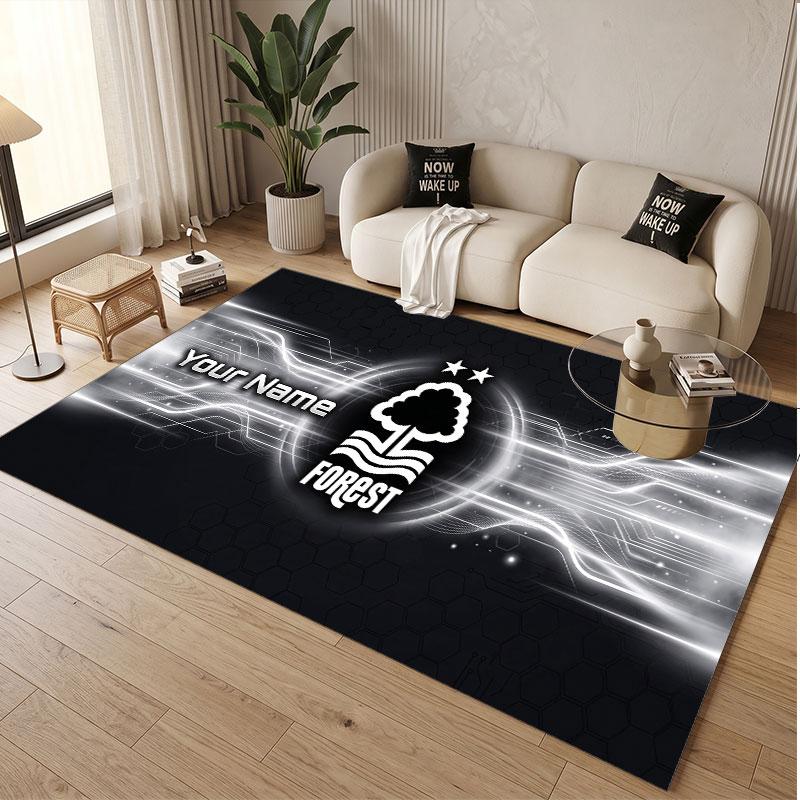 Custom Rug Nottingham Forest Pattern Print Name Text Soft Non‑Slip Floor Carpet for Home Indoor Decoration