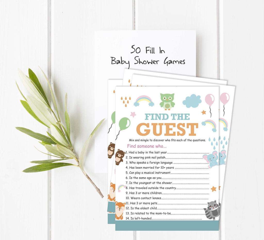 Inkdotpot Jungle Animals Baby Shower Game Set Of 50 BabyA AlphabetA ABCA Game Ita s A Boy Ita s A Girl Party