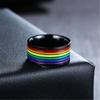 Fashion Men Stainless Steel Black Rainbow Color Ring Band Pride Gay Rings Finger Jewelry Gift