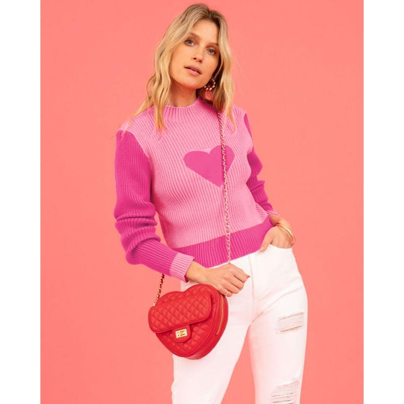 Осенне-зимний свитер ко Дню святого Валентина, вязаный свитер с высоким воротом, пуловер, нижний свитер