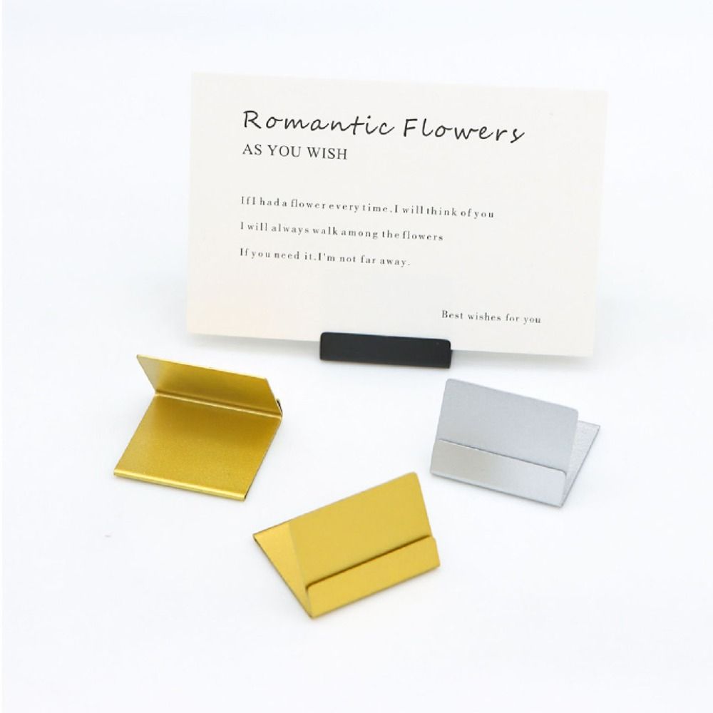 Gold Silver Metal Card Stand L Shape Price Tag Clip Versatile Name Card Holder Bridal Shower