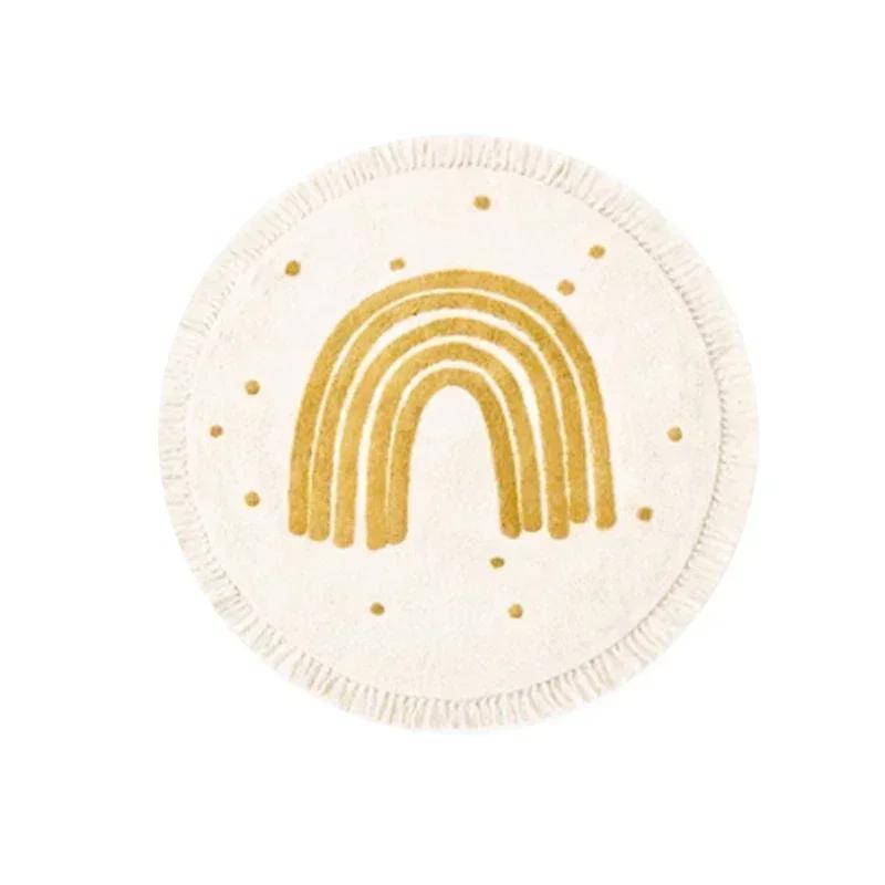 Round Carpet for Children's Room Mat Home Decor Bedroom Decoration Children Rug Kids Cute Cartoon Tassel Mats Machine Washable