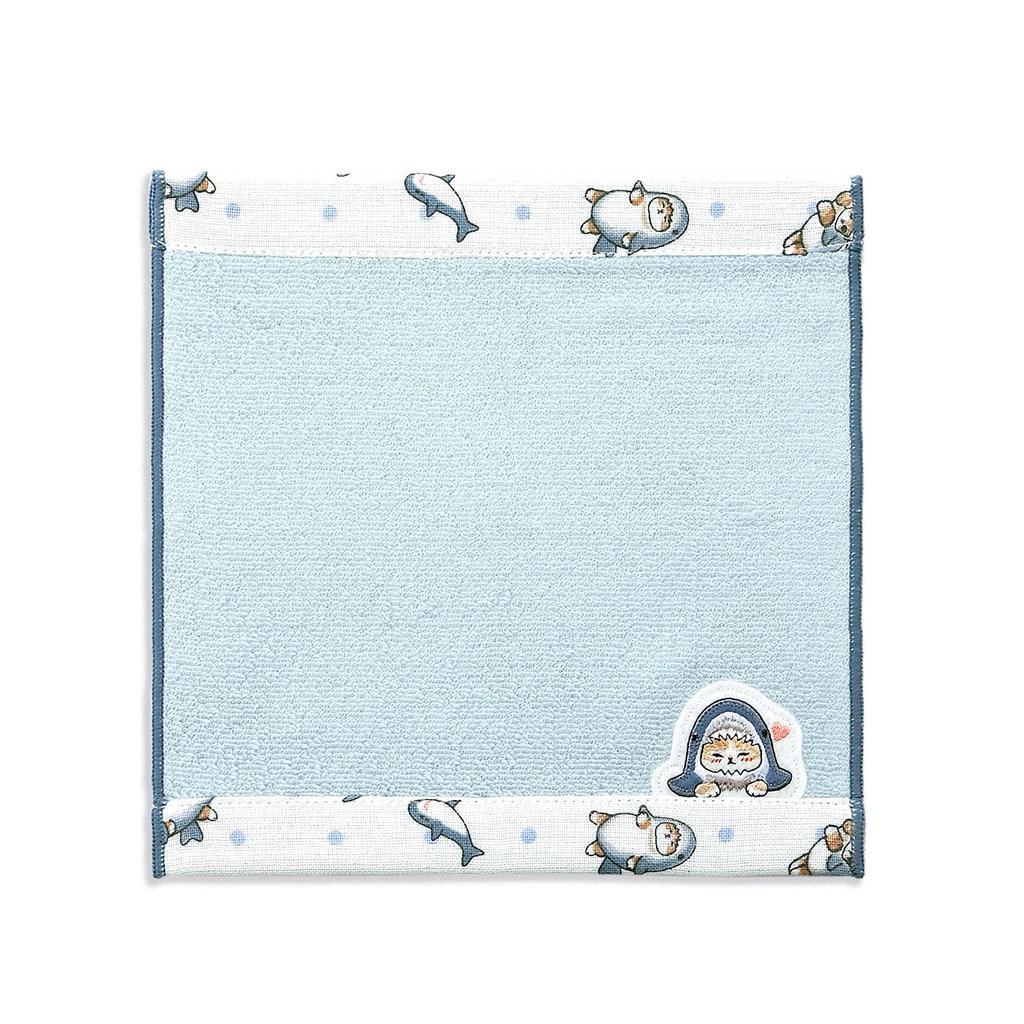 Mofusand Shark Cat Towel Handkerchief Blue Cute Gauze Pile Approximately 2424 cm