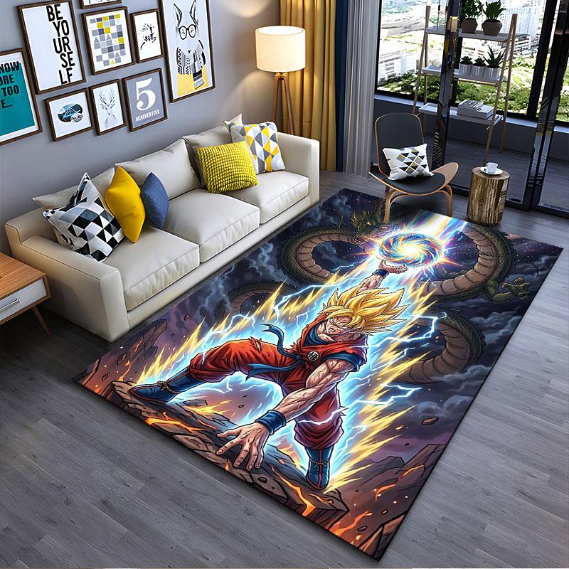 Powerful Warrior and Dragon Scene suitable as a non-slip mat for the living room or bedroom sofa
