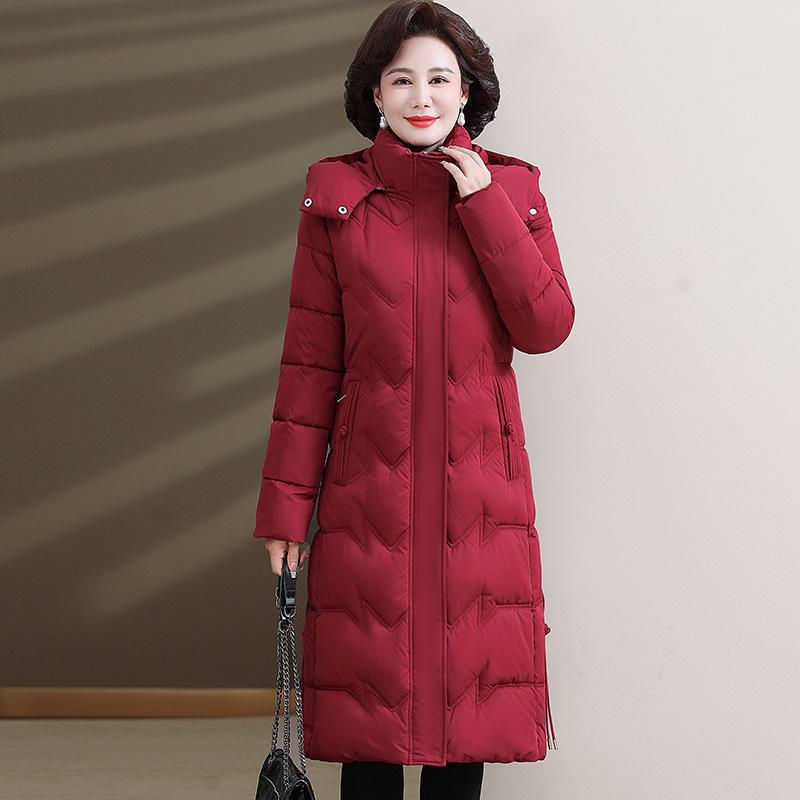Women's long cotton-padded clothes over the knee Winter Korean version slim-fitting cotton-padded jacket Large size thickened cotton-padded coat M