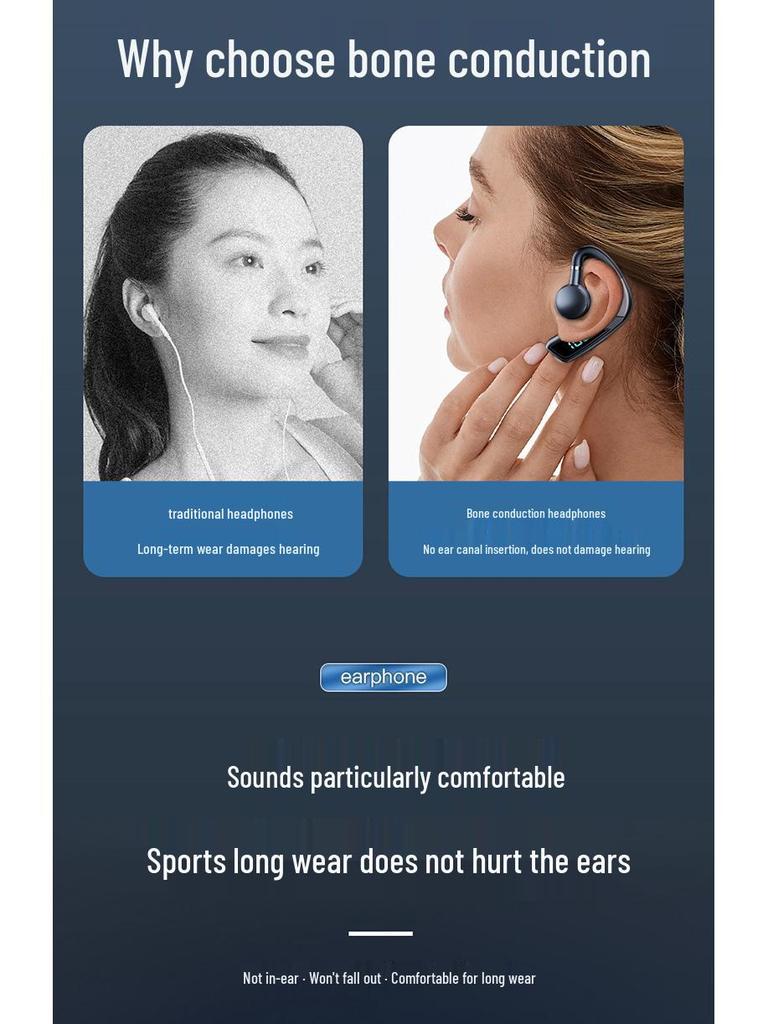Беспроводные Bluetooth-наушники V18 с костной проводимостью, с клипсой, не вставляются в уши, для бизнеса и занятий спортом, бега.