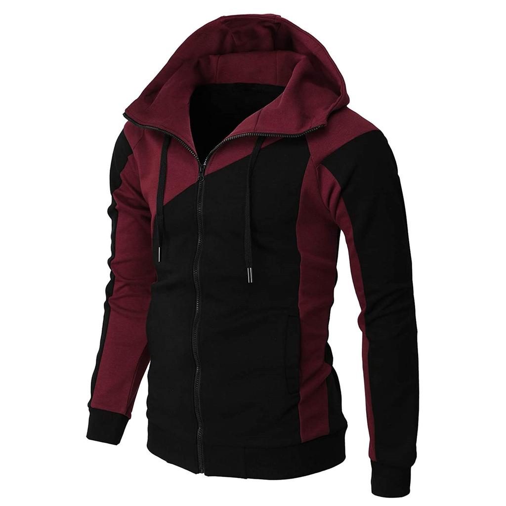 Men's Casual Sports Sweatshirt Long Sleeve Zipper Hooded Jacket Coat