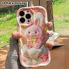 Phone case: 2D flat design, suitable for iPhone 18 17 16 15 14 13 Pro, pink little bunny, perfect Christmas and Halloween holiday gift