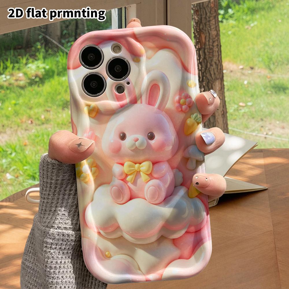 Phone case: 2D flat design, suitable for iPhone 18 17 16 15 14 13 Pro, pink little bunny, perfect Christmas and Halloween holiday gift