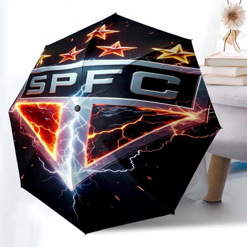 Printed São Paulo FC logo Folding Umbrella,Outdoor,Leisure,And Travel Umbrella,Durable Umbrella Fabric,Birthday And Holiday Gift