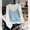 Hollow Knit Sweater & Long-Sleeve Camisole Two-Piece Set for Women - 2026 Spring Collection