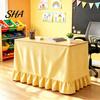 Teacher Desk Skirt Gingham Ruffled Table Skirt, Cottagecore for Classroom, Decorative Cover Plaid Tablecloth Birthday Wedding Baby Shower Party