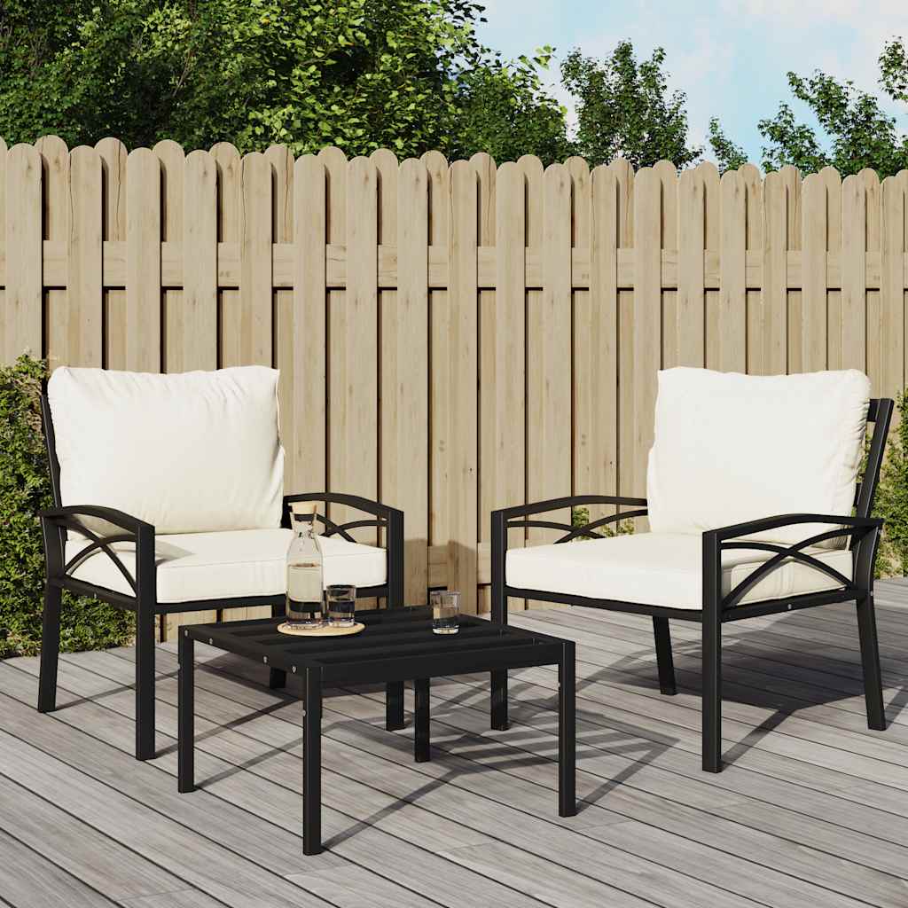 Garden Chairs with Sand Colored Cushions 2 pcs 68 x 76 x 79 cm Steel