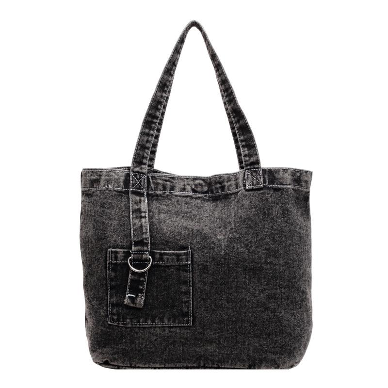 New Denim Shoulder Bag Women's Casual Simple Girl Tote Bag Student Portable Make-up Bag