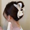 French Pearl Bow Pleated Hair Clips Women Korean Elegant Shark Clip Hair Accessories