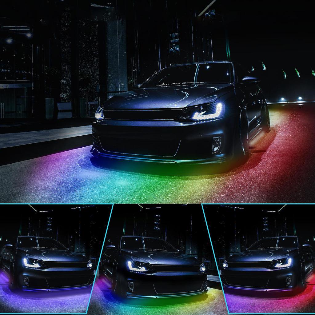 RGB LED Strip Music Remote Control Streamer Flowing Under Car Tube Underglow Underbody System Neon Light