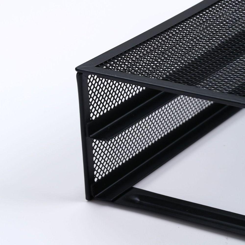 Черная металлическая сетка для компьютерного монитора, подставка для стола, двойной выдвижной ящик для хранения, канцелярские товары